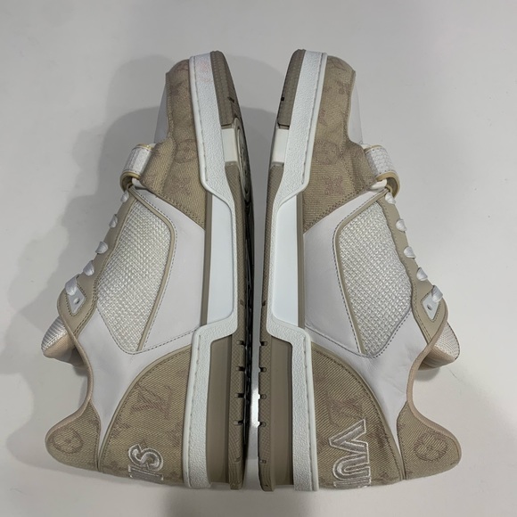 Louis Vuitton lv trainer tan monogram sneakers sz 11 LV us 12 strap - Picture 7 of 11
